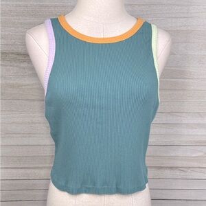 WILD FABLE Ringer Style Cropped Ribbed Tank Top
Green/Multi-Large